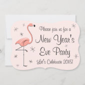 Flamingo Pink "New Year Party"-uitnodiging Kaart (Voorkant)
