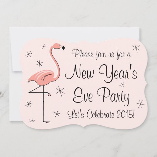 Flamingo Pink "New Year Party"-uitnodiging Kaart (Voorkant)