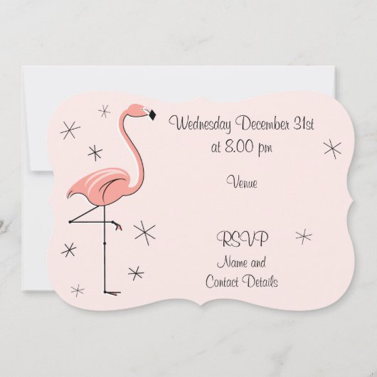 Flamingo Pink "New Year Party"-uitnodiging Kaart (Achterkant)