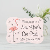 Flamingo Pink "New Year Party"-uitnodiging Kaart (Staand voorkant)