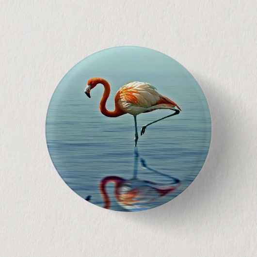 Flamingo Pink Reflection Wildlife Foto Ronde Button 3,2 Cm (Voorkant)