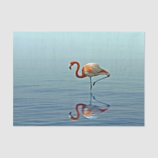 Flamingo Pink Reflection Wildlife Foto Tissuepapier (Voorkant)