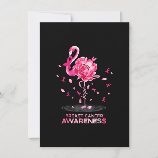 Flamingo Pink Ribbon Breast Cancer Bewustheid Kaart (Voorkant)