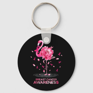 Flamingo Pink Ribbon Breast Cancer Bewustheid Sleutelhanger