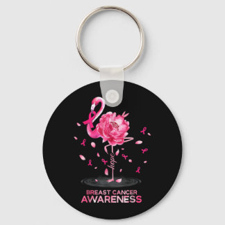 Flamingo Pink Ribbon Breast Cancer Bewustheid Sleutelhanger