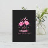 Flamingo Pink Ribbon Butterflies Breast Cancer Awa Kaart (Staand voorkant)