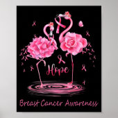 Flamingo Pink Ribbon Butterflies Breast Cancer Awa Poster (Voorkant)