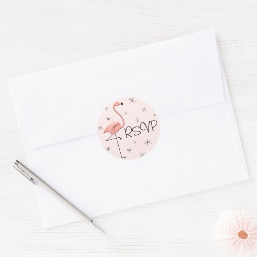 Flamingo Pink RSVP sticker (Envelop)
