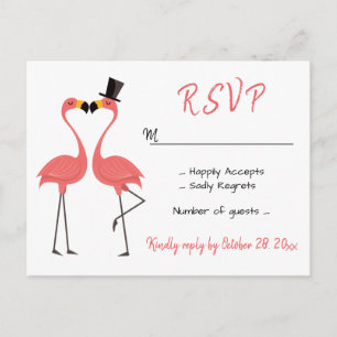 Flamingo Pink RSVP Weddenschap Tropische Luau Beac Uitnodiging Briefkaart