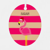 Flamingo Pink Strip Tropische Kerstmis Metalen Ornament (Voorkant)