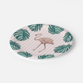 Flamingo Pink Stripe Birthday Tropical Papieren Bordje (Gekanteld)