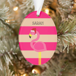 Flamingo Pink Stripe Tropische Kerstmis Ornament