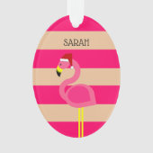 Flamingo Pink Stripe Tropische Kerstmis Ornament (voorkant)