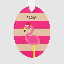 Flamingo Pink Stripe Tropische Kerstmis Ornament