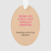 Flamingo Pink Stripe Tropische Kerstmis Ornament (achterkant)