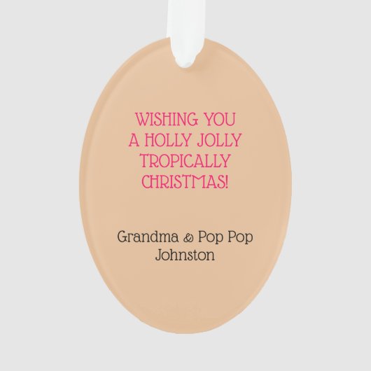 Flamingo Pink Stripe Tropische Kerstmis Ornament (achterkant)