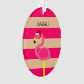 Flamingo Pink Stripe Tropische Kerstmis Ornament (voorkant)