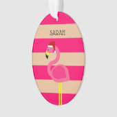 Flamingo Pink Stripe Tropische Kerstmis Ornament (voorkant)