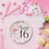 Flamingo Pink Sweet 16 papieren bord (Feest)