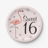 Flamingo Pink Sweet 16 papieren bord (Voorkant)
