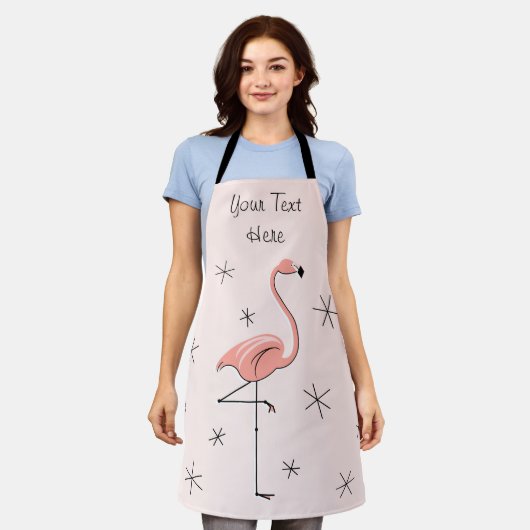 Flamingo Pink Text Apron Schort (Gedragen)