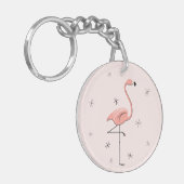 Flamingo Pink Text back acrylic sleutelhanger (Voorkant Links)