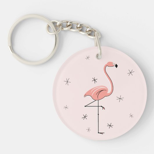 Flamingo Pink Text back acrylic sleutelhanger (Voorkant)