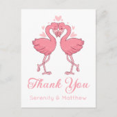 Flamingo Pink Tropical Beach Wedding Thank You Briefkaart (Voorkant)