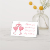 Flamingo Pink Tropical Beach Wedding Thank You Plaatskaartje (Voorkant)