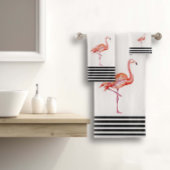 Flamingo Pink Tropical Blauwgroen Black White Fun Bad Handdoek