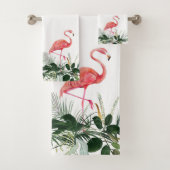 Flamingo Pink Tropische Waterverf verliest palm Bad Handdoek (Insitu)
