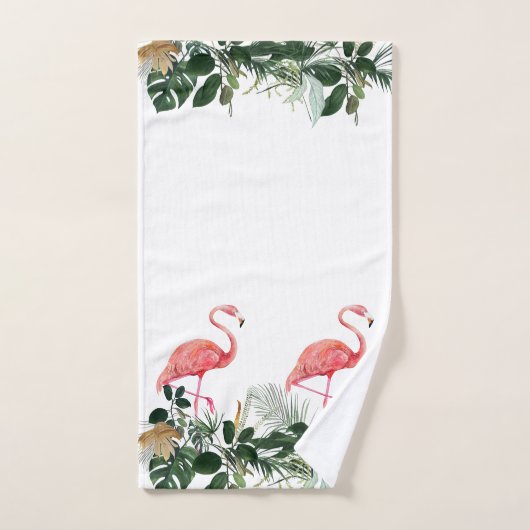 Flamingo Pink Tropische Waterverf verliest palm Bad Handdoek (Handdoek)