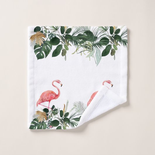 Flamingo Pink Tropische Waterverf verliest palm Bad Handdoek (Wasdoekje)