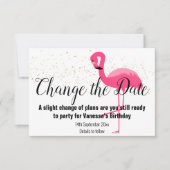 FLAMINGO PINK VERANDERT DE DATUM White RSVP Card (Voorkant)