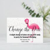 FLAMINGO PINK VERANDERT DE DATUM White RSVP Card (Staand voorkant)