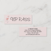 Flamingo Pink "VIP PASS" visitekaartje skinny (Voorkant / Achterkant)