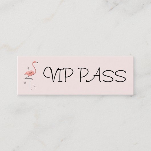 Flamingo Pink "VIP PASS" visitekaartje skinny (Voorkant)