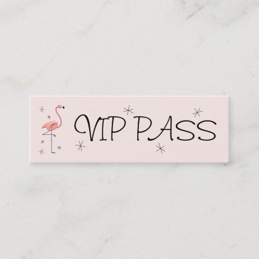 Flamingo Pink "VIP PASS" visitekaartje skinny (Voorkant)