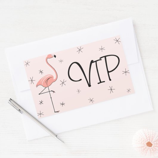 Flamingo Pink VIP sticker rechthoek (Envelop)