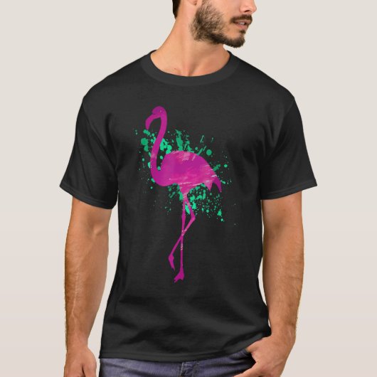 Flamingo Pink Waterverf Beach Summer T-shirt (Voorkant)