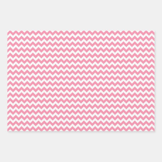 Flamingo Pink & White Stripes Polka Dot Chevron Inpakpapier Vel (Voorkant 3)