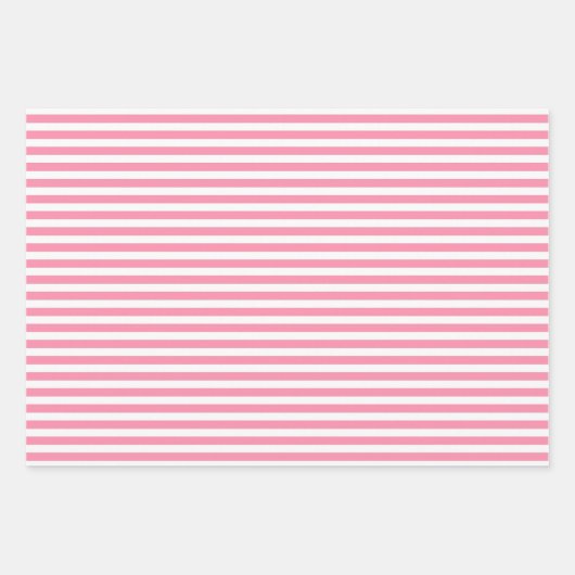 Flamingo Pink & White Stripes Polka Dot Chevron Inpakpapier Vel (Voorkant)