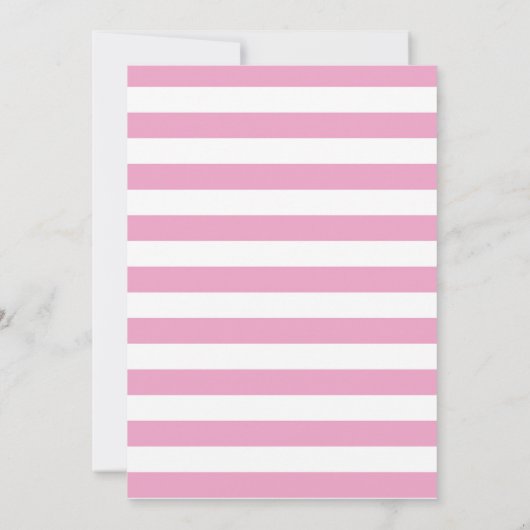 Flamingo Pink & White Stripes Verjaardagsfeest Kaart (Achterkant)