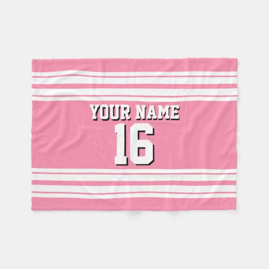 Flamingo Pink White Team Jersey Fleece Deken (Voorkant (Horizontaal))
