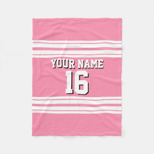 Flamingo Pink White Team Jersey Fleece Deken (Voorkant)