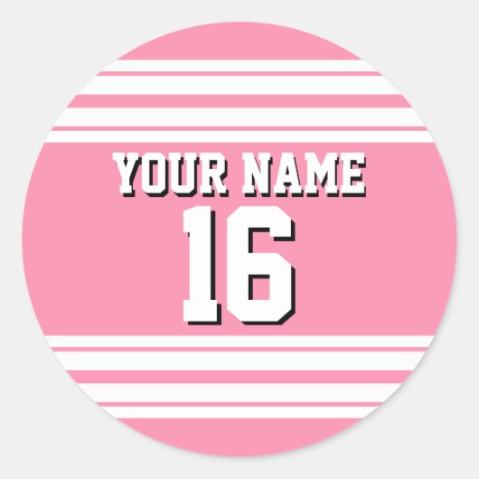 Flamingo Pink White Team Jersey Ronde Sticker (Voorkant)
