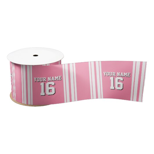 Flamingo Pink White Team Jersey Satijnen Lint (Spoel)