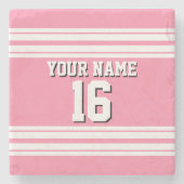 Flamingo Pink White Team Jersey Stenen Onderzetter (Voorkant)