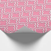 Flamingo Pink White XL Moroccan Quatrefoil #7DS Cadeaupapier (Hoek)
