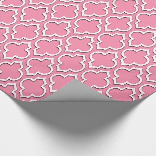 Flamingo Pink White XL Moroccan Quatrefoil #7DS Cadeaupapier (Hoek)